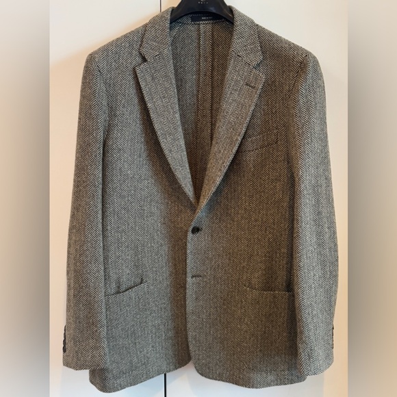 TODD SNYDER MADISON HERRINGBONE SPORT COAT BLAZER BLACK CREAM $700 44L Long - Picture 1 of 10